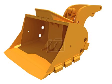 Foto de Excavadora Cubo maquinaria pesada de construcción 3D renderizado sobre fondo blanco - Imagen libre de derechos