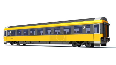 Téléchargez les photos : Train de voyageurs Modèle de rendu 3D de voiture sur fond blanc - en image libre de droit