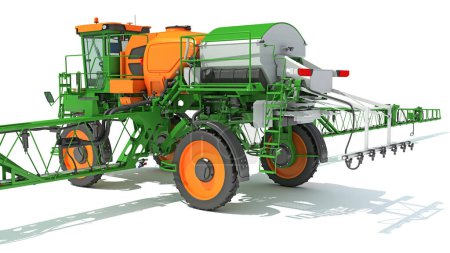 Farm Sprayer 3D-Rendering-Modell auf weißem Hintergrund