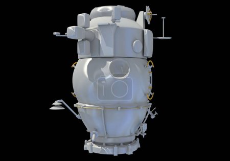 Photo for Service Module of ISS International Space Station 3D rendering model on black background - Royalty Free Image