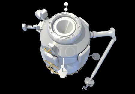 Photo for Service Module of ISS International Space Station 3D rendering model on black background - Royalty Free Image