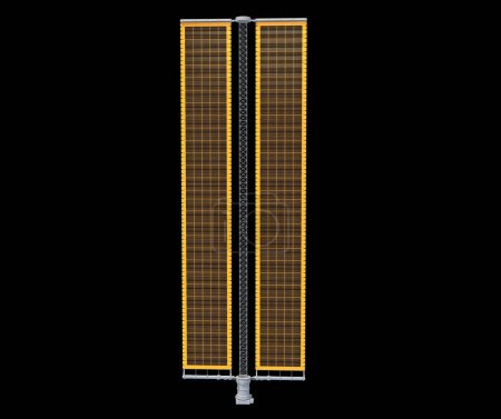 Photo for Solar Array Panel 3D rendering model on black background - Royalty Free Image