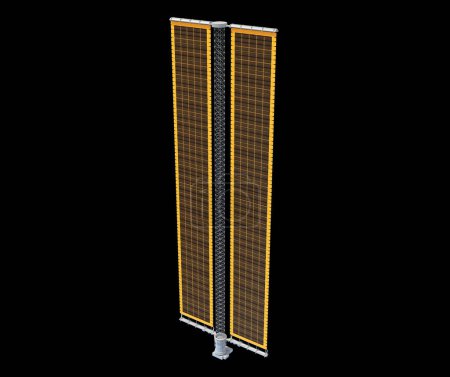 Foto de Panel de matriz solar modelo de renderizado 3D sobre fondo negro - Imagen libre de derechos