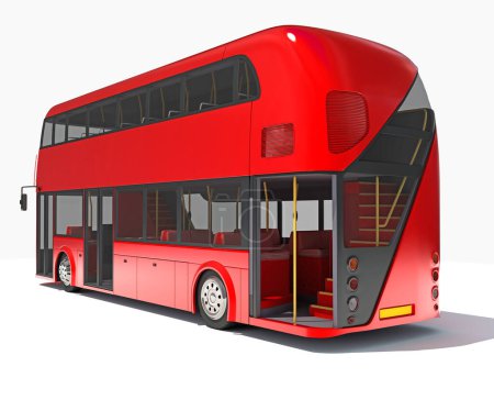 Foto de Modelo de renderizado 3D de autobús urbano de dos pisos sobre fondo blanco - Imagen libre de derechos