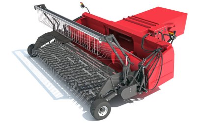 Téléchargez les photos : Combine Harvester Threshing Header modèle de rendu 3D sur fond blanc - en image libre de droit