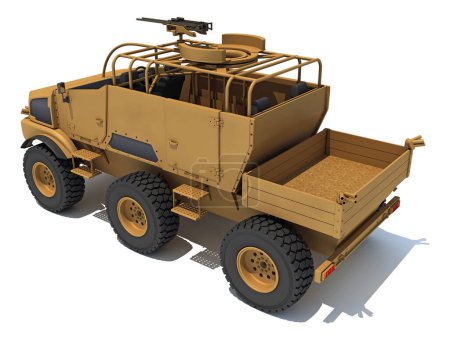 Téléchargez les photos : Véhicule militaire modèle de rendu 3D sur fond blanc - en image libre de droit