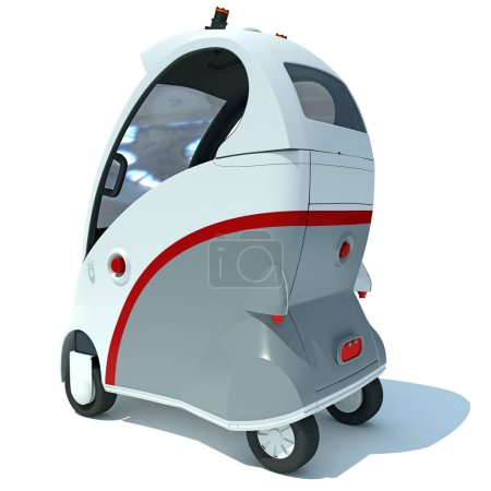 Foto de Robot Future Car Modelo de renderizado 3D sobre fondo blanco - Imagen libre de derechos