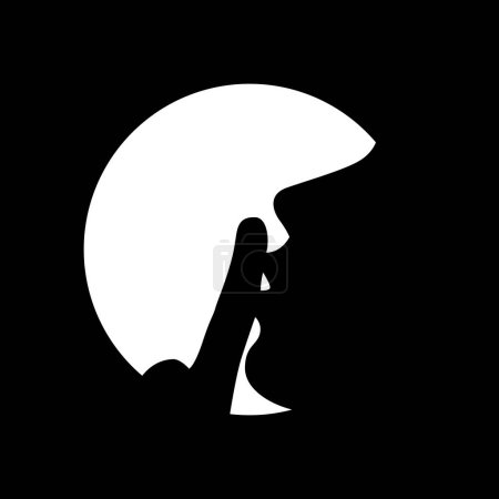 Kopf menschliche Silhouette mit dem Finger auf den Lippen. Zeichen bitten um Stille isoliert auf weißem Hintergrund. Vektorillustration