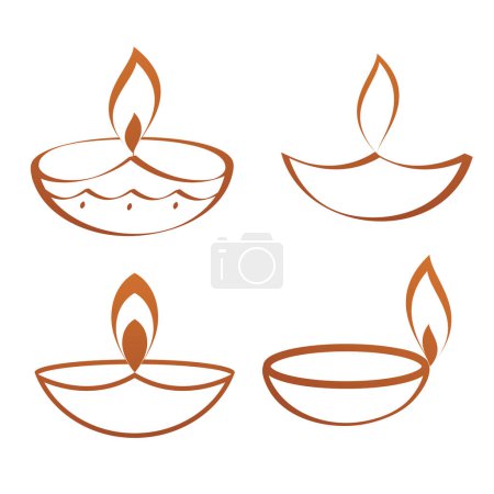 Téléchargez les illustrations : Free Vector Diwali diya design plat - en licence libre de droit