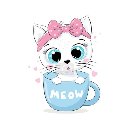 Photo for Free Vector cute cat girlish t-shirt design - Royalty Free Image