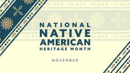 Ilustración de Native American Heritage Month (en inglés). Diseño de fondo con ornamentos abstractos que celebran a los indios nativos en América. - Imagen libre de derechos