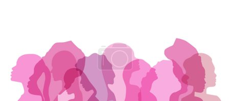 Woman silhouette illustration, different ethnic women power design. For banners, backgrounds, posters, invitations.