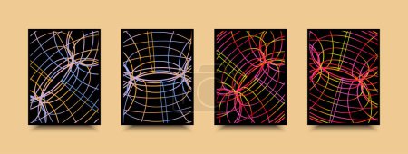 Geometrie Gitter Perspektive Drahtgitter Poster in Neonfarben