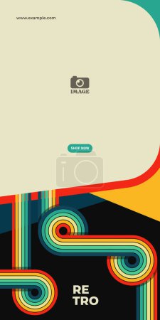 Illustration for 1970s retro wavy line art. Groovy colorful abstract design for background, poster, banner - Royalty Free Image