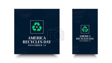 Téléchargez les illustrations : Amérique recycler jour. Conception vectorielle de la typographie et du symbole de recyclage pour l'éducation, la campagne, le fond, la bannière - en licence libre de droit