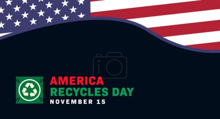Illustration for America recycle day. Vector design of typography and recycling symbol for education, campaign, background, banner - Royalty Free Image