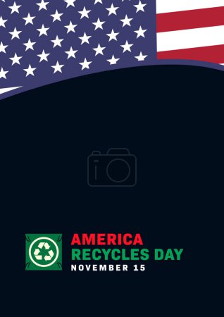 Téléchargez les illustrations : Amérique recycler jour. Conception vectorielle de la typographie et du symbole de recyclage pour l'éducation, la campagne, le fond, la bannière - en licence libre de droit