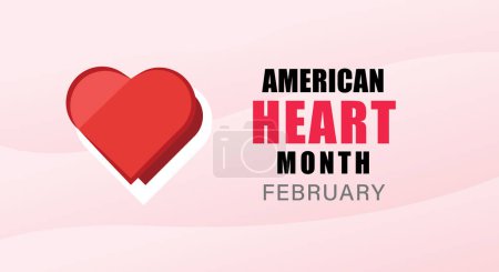 Illustration for American heart month design. Vector illustration of heart and beat for education, background, banner, poster - Royalty Free Image
