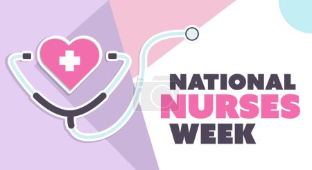 Illustration for National nurses week flat design. Background template for annual greetings in the United states. - Royalty Free Image
