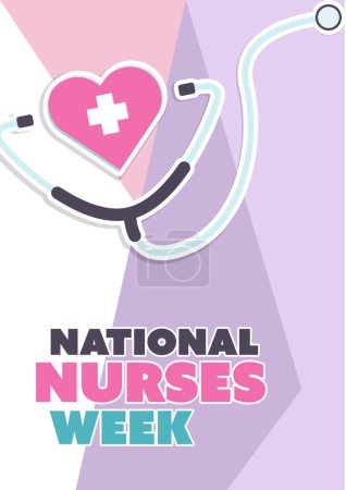 Illustration for National nurses week flat design. Poster template for annual greetings in the United states. - Royalty Free Image