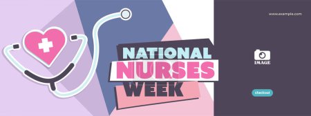 Illustration for National nurses week flat design. Banner template for annual greetings in the United states. - Royalty Free Image