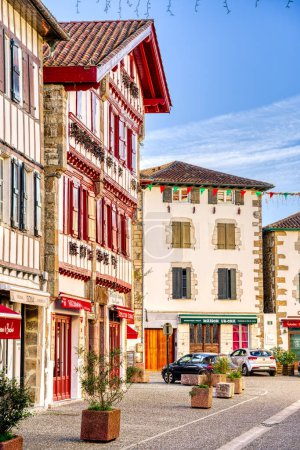 Photo for Espelette, France - January 2023 : Picturesque Basque Village in Wintertime - Royalty Free Image