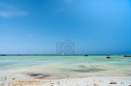 Photo for Nungwi, Zanzibar, Tanzania - January 2023 : Picturesque beach in sunny weather - Royalty Free Image
