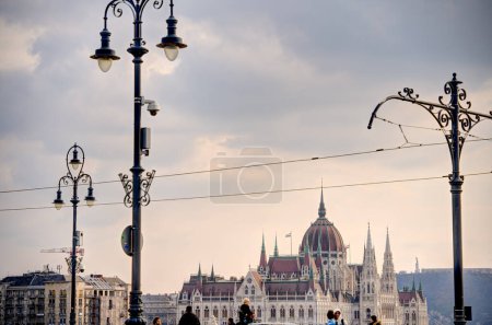 Photo for Budapest, Hungary - March 2023 : Historical city center in cloudy weather, HDR Image - Royalty Free Image