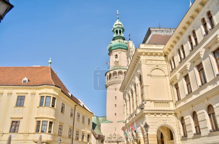 Photo for Sopron, Hungary - March 2023 : Historical city center in sunny weather, HDR Image - Royalty Free Image