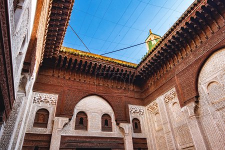 Photo for Meknes, Morocco - January 2020 : Bou Inania Madrasa or Islamic School, HDR Image - Royalty Free Image