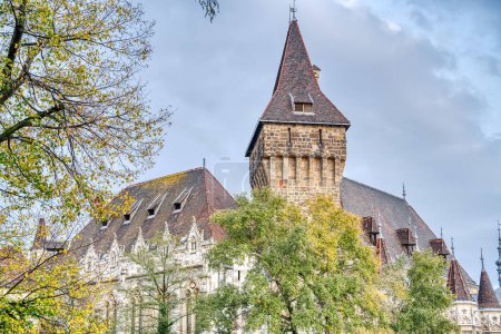Téléchargez les photos : Budapest, Hongrie - 05 novembre 2022 : Belle vue sur l'ancien château de Vajdahunyad à Budapest - en image libre de droit