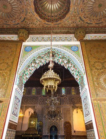 Photo for Fez, Morocco - January 22, 2020: Old mosque build of islamic architecture in Morocco - Royalty Free Image