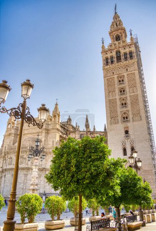 Photo for Seville, Spain - June 1, 2023: beautiful view of historical city center at summertime, HDR Image - Royalty Free Image