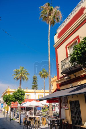 Photo for Chipiona, Spain - June 1 2023 : Historical seaside town in sunny weather, HDR Image - Royalty Free Image