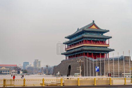 Foto de Beijing, China - 1 de enero de 2019: Vista de la Plaza Tiananmen en China en invierno, imagen HDR - Imagen libre de derechos