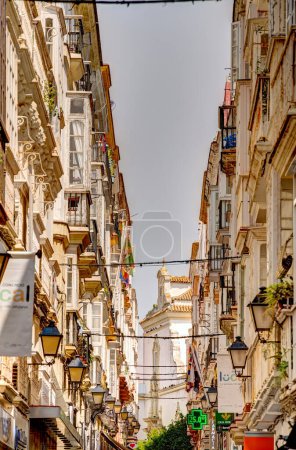 Photo for Cadiz, Spain - June 1 2023 : Historical city center in sunny weather, HDR Image - Royalty Free Image