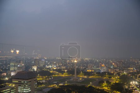 Photo for Jakarta, Indonesia - July 1, 2023 : Urban skyline at night, HDR Image - Royalty Free Image