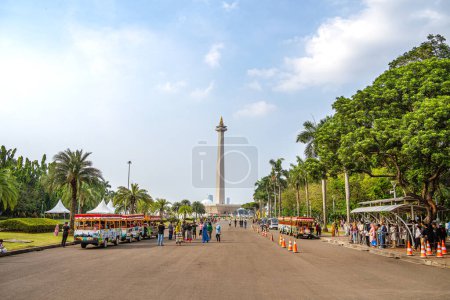 Photo for Jakarta, Indonesia - July 1 2023 : City Center landmarks in cloudy weather, HDR Image - Royalty Free Image