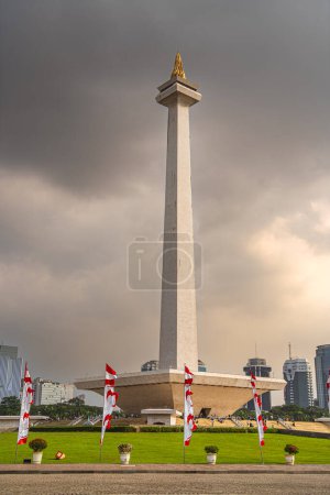 Photo for Jakarta, Indonesia - July 1 2023 : City Center landmarks in cloudy weather, HDR Image - Royalty Free Image