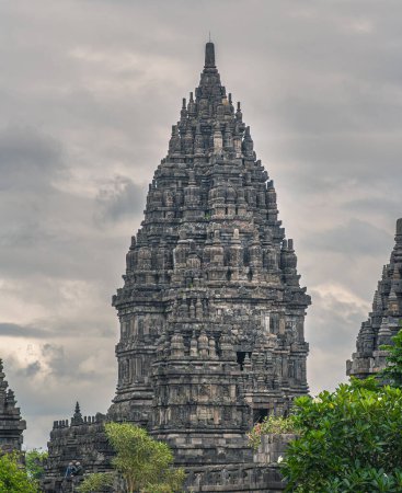 Photo for Prambanan, Indonesia - July 1 2023 : Hindu temple in cloudy weather, HDR Image - Royalty Free Image