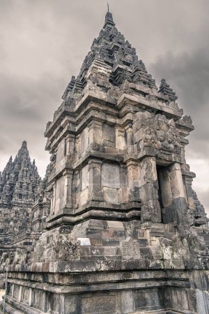 Photo for Prambanan, Indonesia - July 1 2023 : Hindu temple in cloudy weather, HDR Image - Royalty Free Image