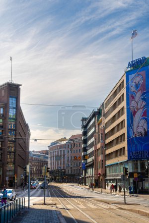 Photo for Helsinki, Finland - March 18, 2023: City center in wintertime, HDR Image - Royalty Free Image
