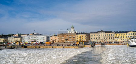Photo for Helsinki, Finland - March 18, 2023 : Helsinki harbor in wintertime, HDR Image - Royalty Free Image