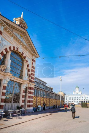Photo for Helsinki, Finland - March 18, 2023 : Kauppahalli Market in wintertime, HDR Image - Royalty Free Image