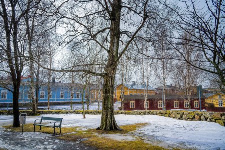 Photo for Rauma, Finland - February 1 2023 : Historical center in wintertime, HDR Image - Royalty Free Image
