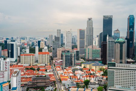 Photo for Singapore - July 1 2023 : City skyline in cloudy weather, HDR Image - Royalty Free Image