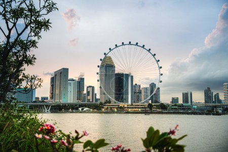 Photo for Singapore - July 1 2023 : Landmarks around the Singapore River and Harbor, HDR Image - Royalty Free Image