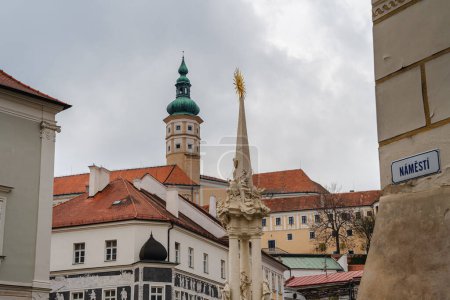 Photo for Mikulov, Czech Republic - March 1 2023: Historical city landmarks in cloudy weather, HDR Image - Royalty Free Image