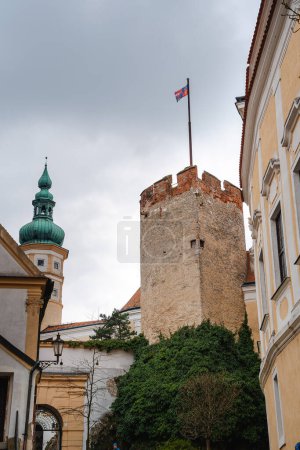 Photo for Mikulov, Czech Republic - March 1 2023: Historical city landmarks in cloudy weather, HDR Image - Royalty Free Image