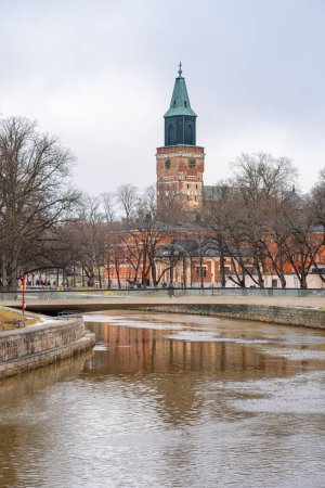 Photo for Turku, Finland - March 1 2023: Historical city landmarks in wintertime, HDR Image - Royalty Free Image